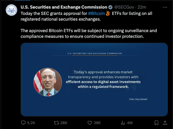 The SEC's rogue tweet, which has since been deleted.