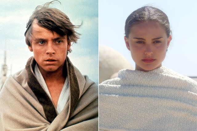 <p>Everett Collection (2)</p> Mark Hamill in 'Star Wars' and Natalie Portman in 'Attack of the Clones'