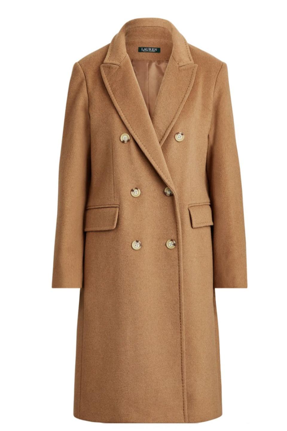 1) Double Breasted Wool Blend Coat