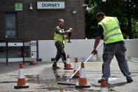 <p>Safety equipment is checked at the Dorney Tower residential block, after residents were evacuated as a precautionary measure following concerns over the type of cladding used on the outside of the buildings on the Chalcots Estate in north London, Britain, June 26, 2017. (Photo: Hannah McKay/Reuters) </p>