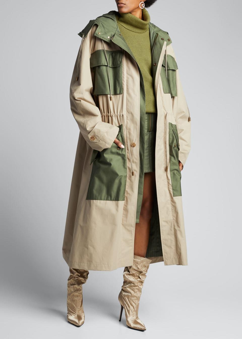 12) Two-Tone Oversized Trench Parka