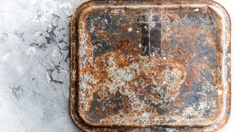 battered baking sheet