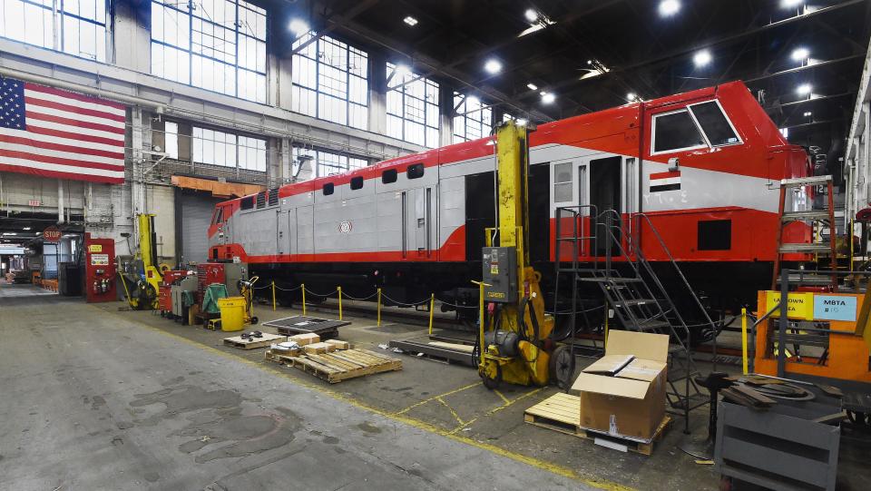 A locomotive, bound for Egypt, is assembled in building 10 at Wabtec Corporation in Lawrence Park Township on Jan. 19, 2023.