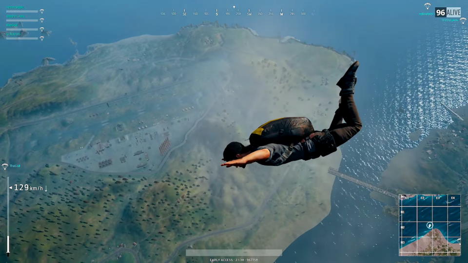 playerunknown's battlegrounds parachuting