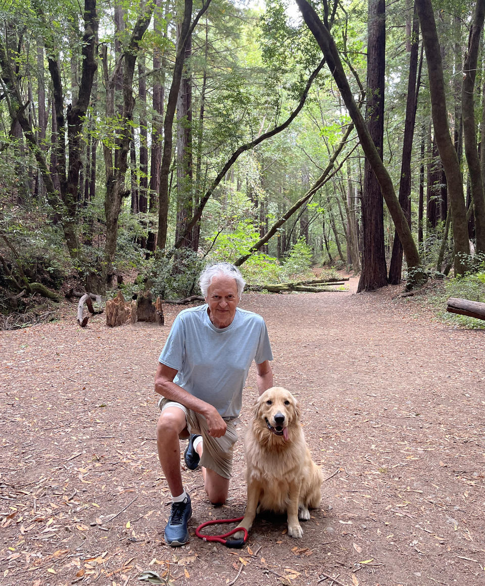 Steve Hamburger spends many days walking with Buddy as he tries to reach his goal of 10,000 steps a day. Even if he falls short, he knows that moving his body and eating healthy foods will make a difference for his peripheral artery disease. (Courtesy Steve Hamburger)
