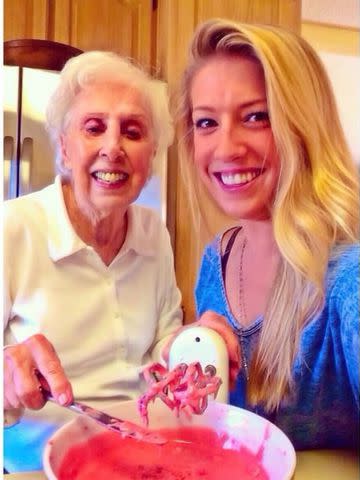 <p>Sarah Kirby</p> My mother teaching my daughter, Sarah, how to make her famous strawberry cake.