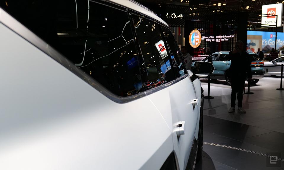 <p>Hands-on photo of the Kia EV9 from the 2023 New York Auto Show.</p>
