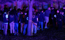 <p>Police interview Walmart employees and shoppers at the scene of a shooting at a Walmart in Thornton, Colo., Nov. 1, 2017. (Photo: Rick Wilking/Reuters) </p>