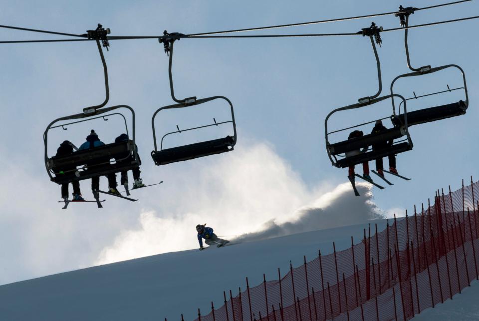In this file photo from Nov 23, 2018, racers free ski on the giant slalom course before the women's 2018 Audi FIS Alpine Skiing World Cup races at Killington Resort.