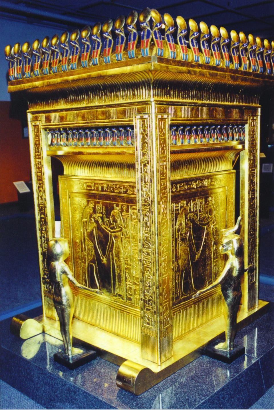 A reproduction of King Tut's Golden Shrine and Tutelary Goddess are part of an upcoming exhbit, Tutankhamun: Return of the King Exhibition, at IMAG in Fort Myers.