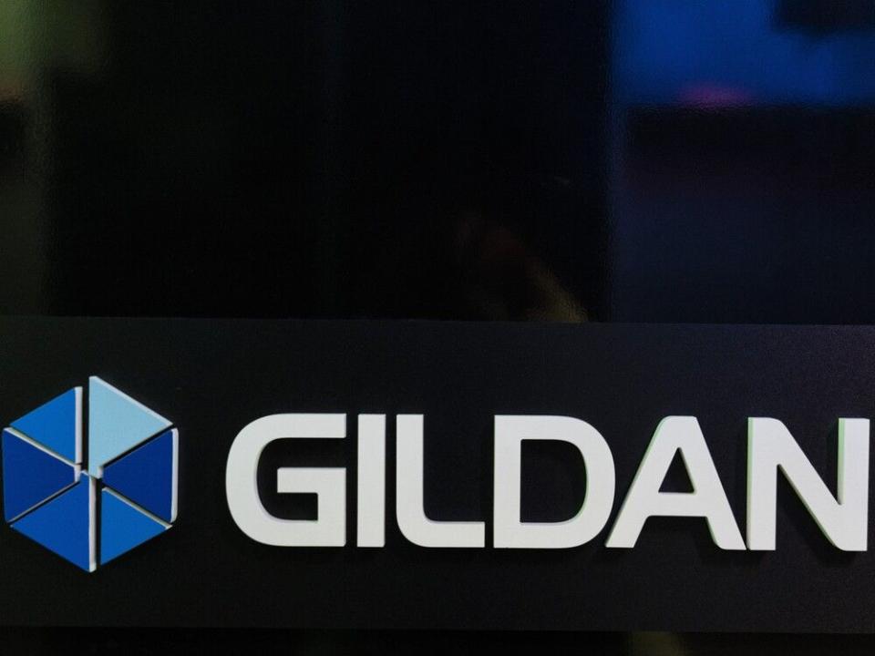  The Gildan logo outside the company’s offices in Montreal.