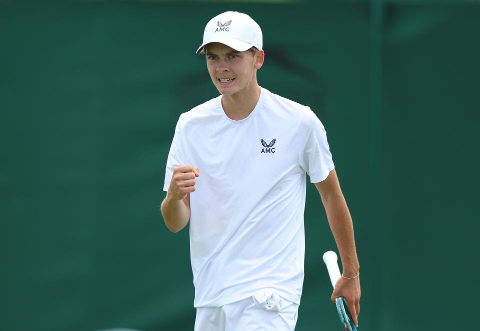 The Dundee-born ace, 17, ground out a 6-4 2-6 6-3 victory on Court 3 to keep his SW19 dream alive