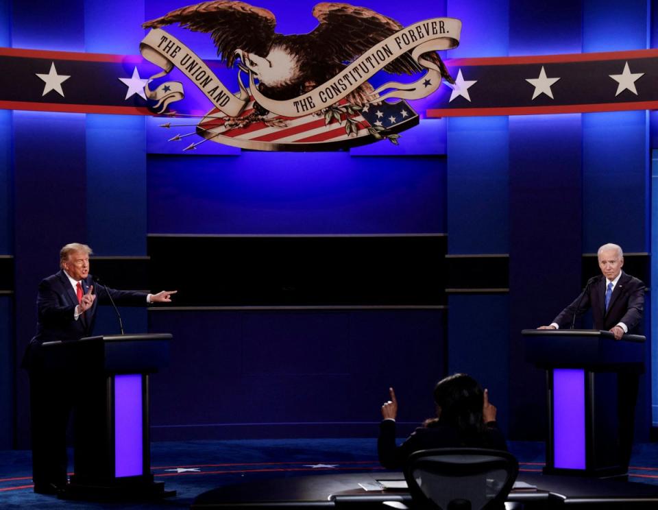 Trump and Biden face-off during the 2020 presidential debate (Reuters)