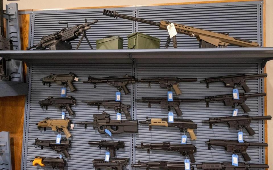 Palmetto State Armory opened Wednesday in the former The Sun News building on the Frontage Road East. The gun store also sells outdoor equipment and apparel and will feature a 34-lane shooting range for customers to try out guns before they buy and to provide training. April 26, 2023.