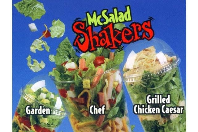 three mcsalad shaker options: garden, chef, grilled chicken caesar