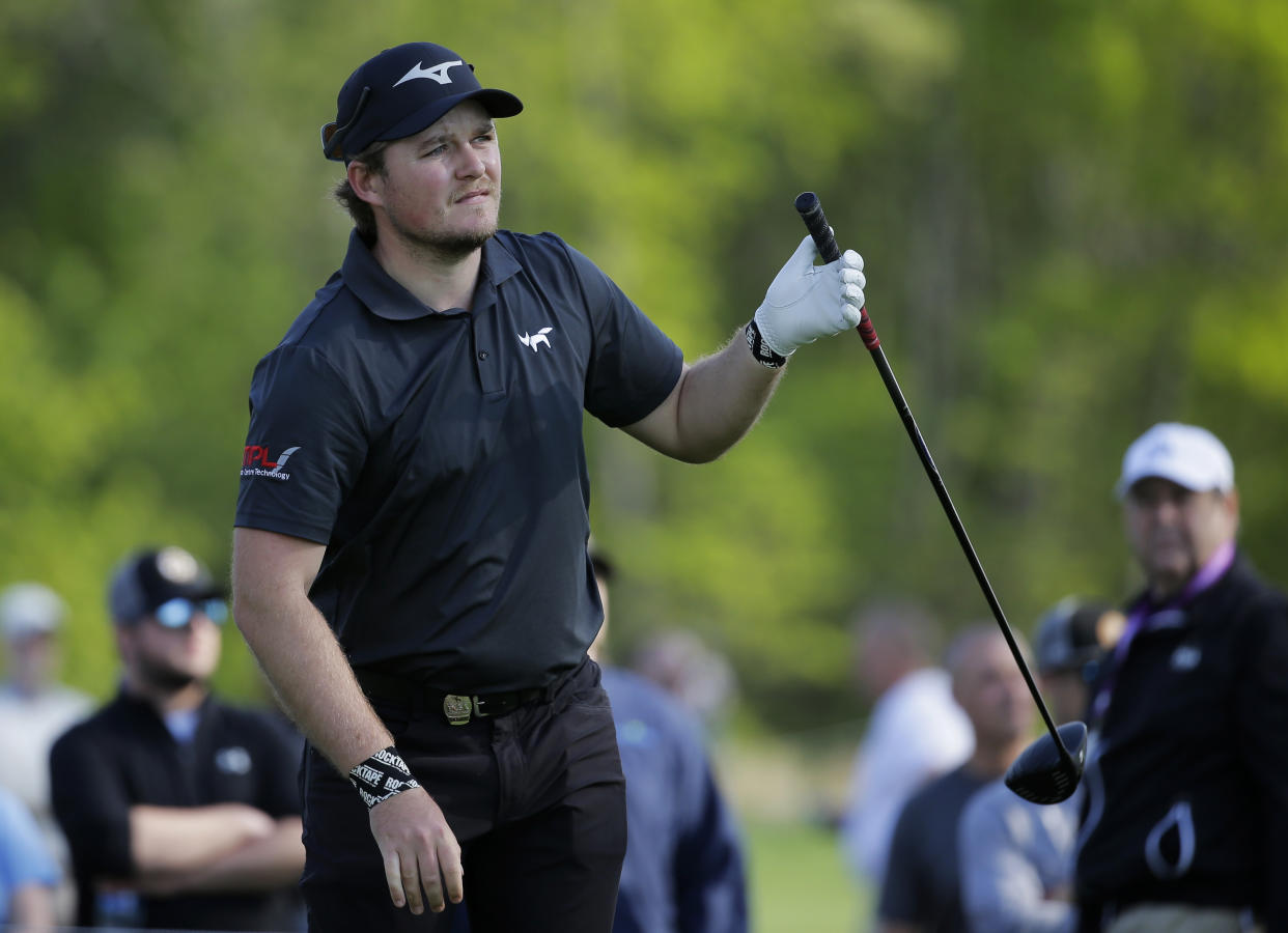 Eddie Pepperell of England, follows through on a drive off the sixth tee during the second round of the PGA Championship golf tournament, Friday, May 17, 2019, at Bethpage Black in Farmingdale, N.Y. (AP Photo/Seth Wenig)