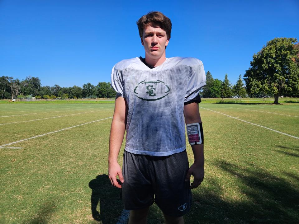 Shasta College sophomore offensive lineman Joey Comyford from Grants Pass, Oregon.