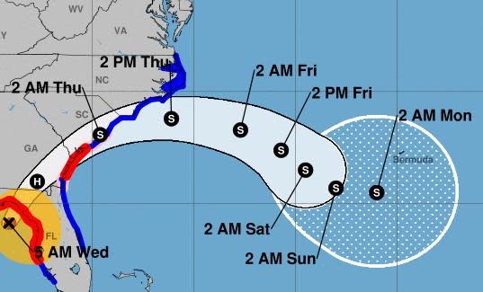 Hurricane Idalia's projected path as of 5 a.m. on August 30, 2023 / Credit: National Hurricane Center