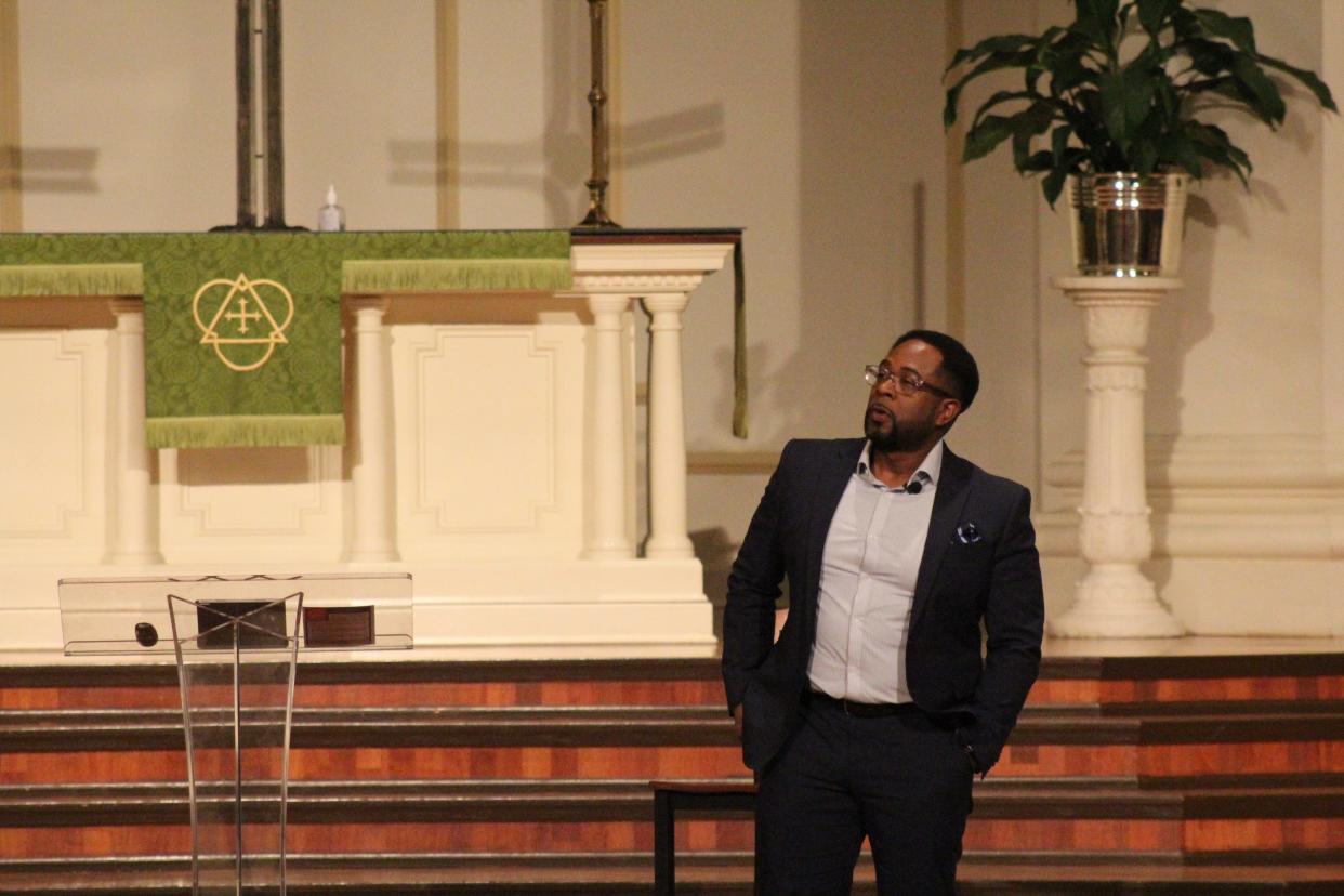 Religious historian Jemar Tisby spoke to an audience of hundreds at Brentwood UMC on Feb. 6, 2024 about ideas Tisby explores in his 2021 book, "How to Fight Racism: Courageous Christianity and the Journey Toward Racial Justice."