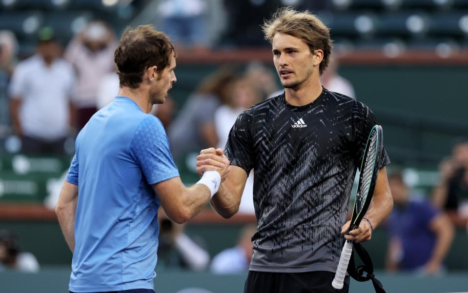 Andy Murray and Alexander Zverev at the net after their match - Clive Brunskill/Getty Images