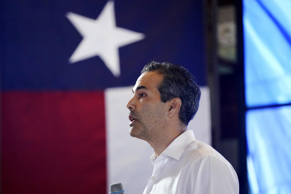 Texas Land Commissioner George P. Bush speaks at a kick-off rally where he announced he will run for Texas Attorney General, Wednesday, June 2, 2021, in Austin, Texas. (AP Photo/Eric Gay)