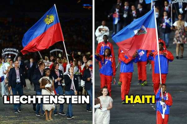 1936年的奧運會上，海地（Haiti）和列支敦斯登（Liechtenstein）的國旗有相同的藍紅橫條。（圖／翻攝自《BuzzFeed》）