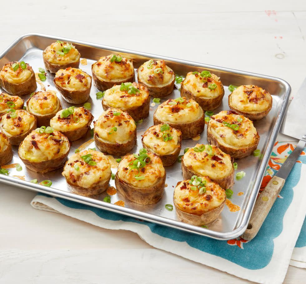 easter side dishes slice baked potatoes on sheet tray