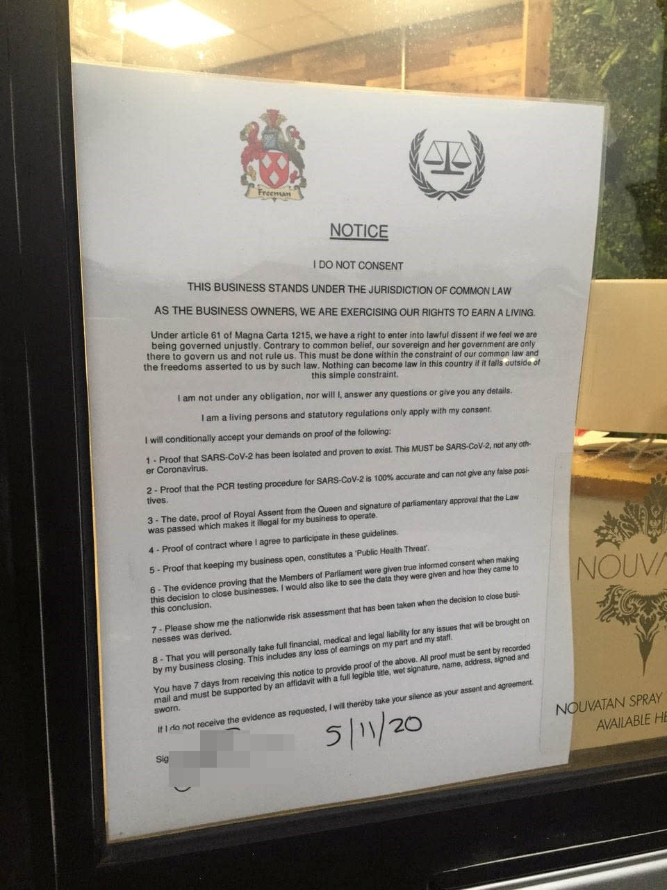 Quinn Blakey Hairdressing, on Bradford Road, Oakenshaw is visited by two PCSOs as they appeared to be staying open in defiance of lockdown restrictiond, November 10 2020. See SWNS story SWLEhair. A hair salon appears to have rebelled against the current lockdown rules by staying open despite the tightened coronavirus restrictions. Quinn Blakey Hairdressing, on Bradford Road, Oakenshaw, was seemingly open for business yesterday and at one point, police community support officers arrived at the premises.  Prime Minister Boris Johnson ordered certain businesses - including hairdressers - to close from November 5 in the face of rising Covid-19 cases. On the same day, a post on the salonâs Facebook page said: âI earned this weekâs rent today, not sure where I would be pulling that money from given the government want self employed business people to wait SIX WEEKS for a payment.