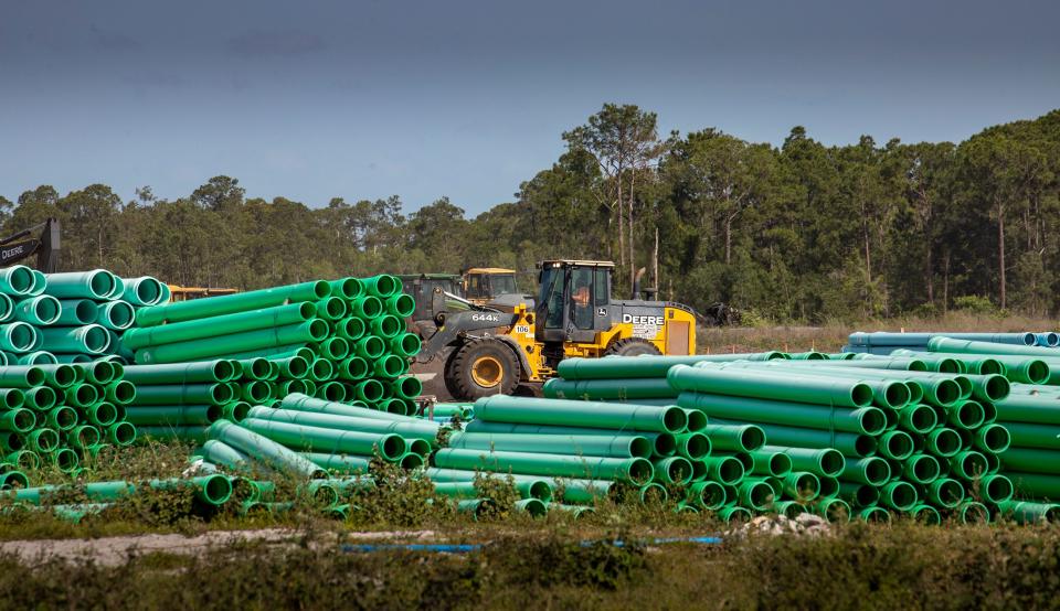 Construction along Thompson Nursery Road in 2022. There are 6,100 dwelling units across 1,841 acres south of segment five of the road project.