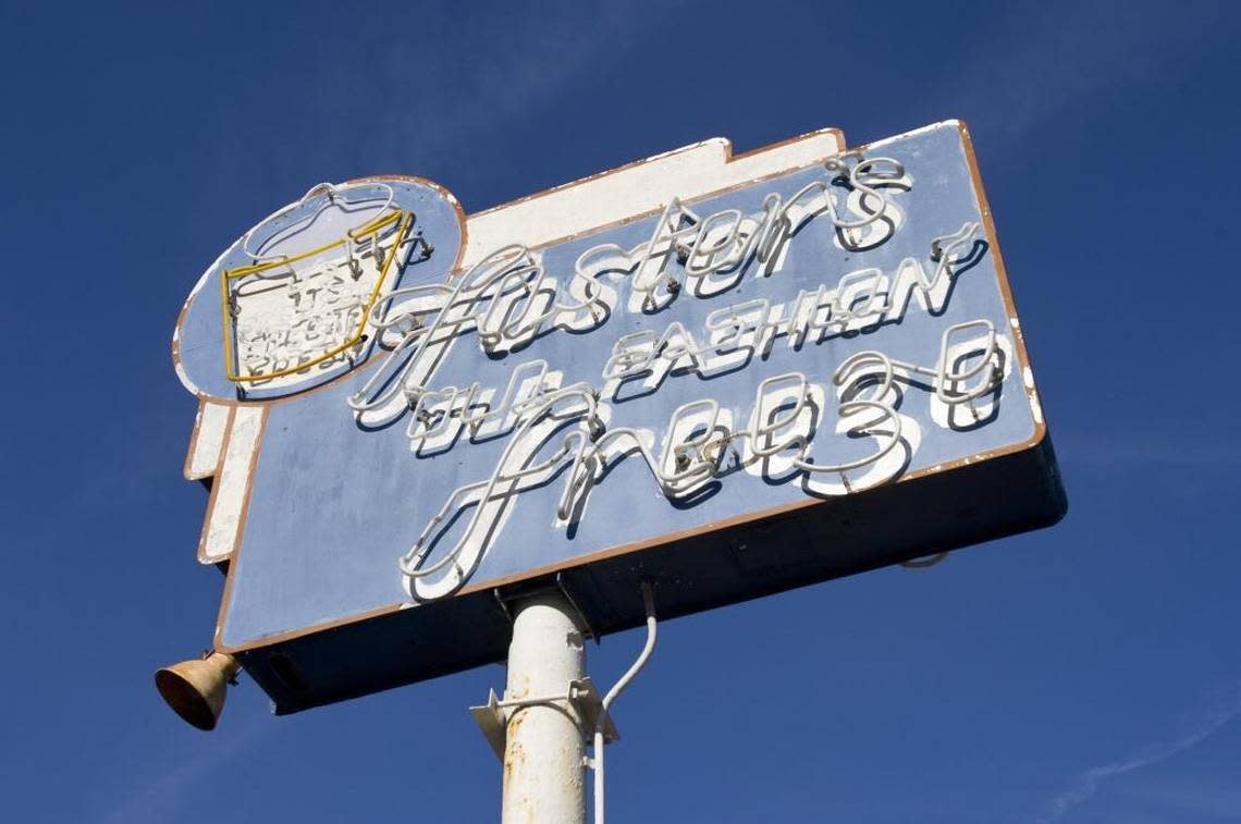 In this file photo from 2014, an old Foster’s Freeze sign is seen outside the restaurant in San Luis Obispo, California, shortly before the restaurant closed.