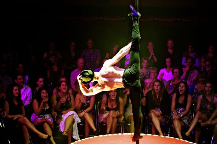 Hamish McCann in La Soirée at Christmas in Leicester Square CREDIT: Prudence Upton