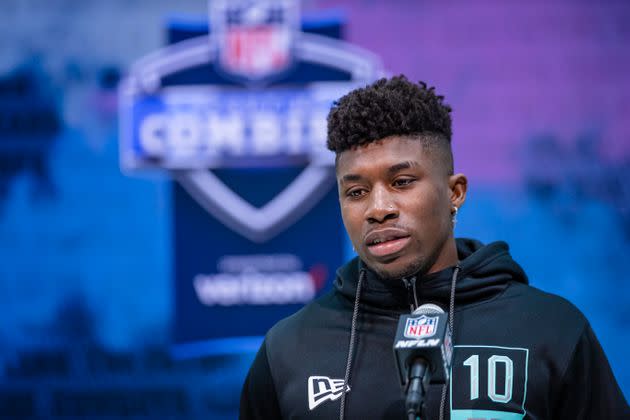 Jeff Gladney of the TCU Horned Frogs speaks to the media on day four of the NFL Combine at Lucas Oil Stadium on Feb. 28, 2020, in Indianapolis, Indiana. (Photo: Michael Hickey via Getty Images)