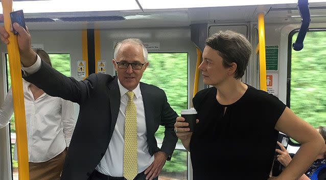 Malcolm Turnbull on the Sydney train. Source: AAP