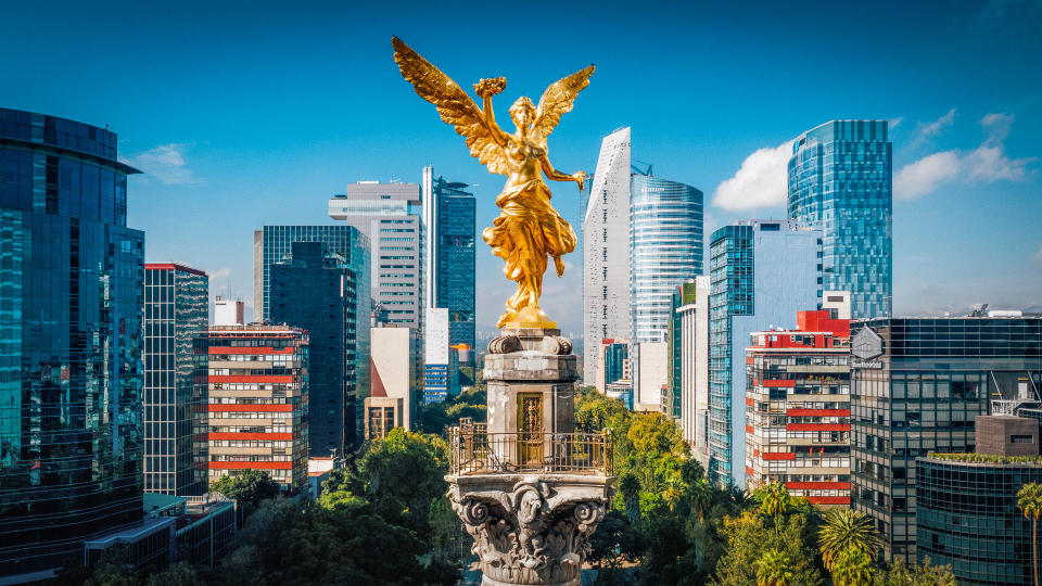 Mexico City Independence Monument aerial