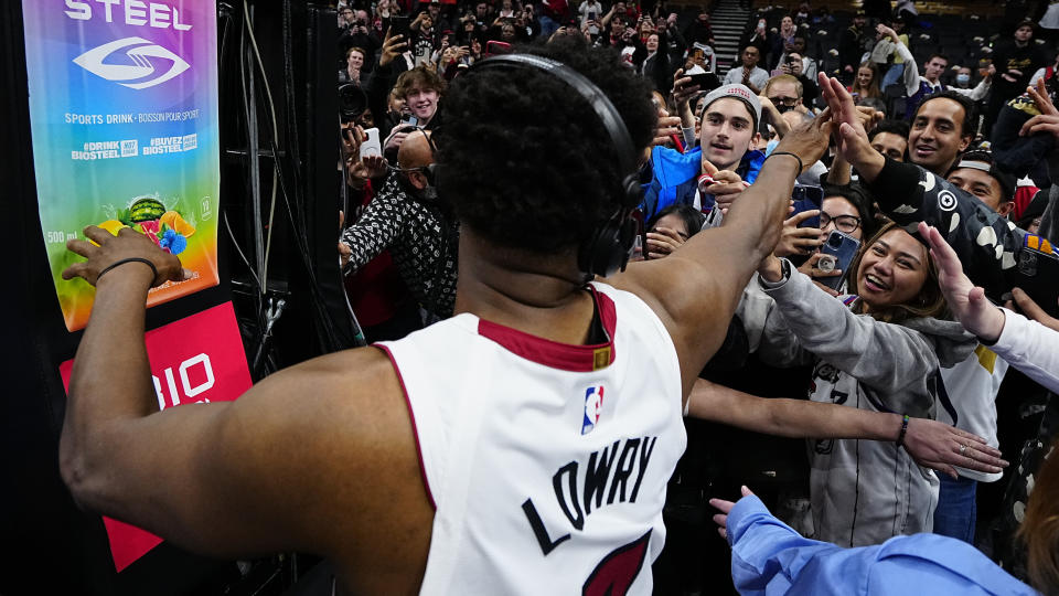 Homecomings don't get much more special, nostalgic or fun than the one Raptors icon Kyle Lowry just experienced in Toronto. (Getty)