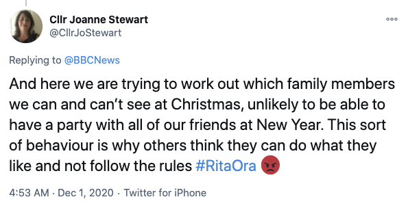 Many slammed the singer, saying they will be unlikely to spend Christmas and New Years with their friends and family. Photo: Twitter