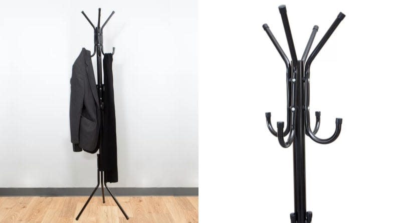 This coat rack has 11 hooks to hold everything from jackets to scarves.