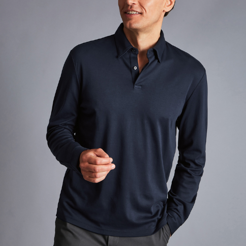 man wearing Smart Long-Sleeve Jersey Polo