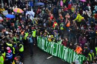 Swedish environmental activist Greta Thunberg attends a youth climate protest in Bristol