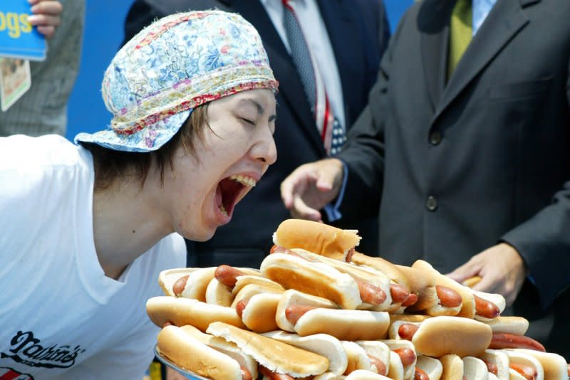 Takeru Kobayashi, an iconic competitive eater, says he no longer feels hunger. File Photo by John Angelillo/UPI