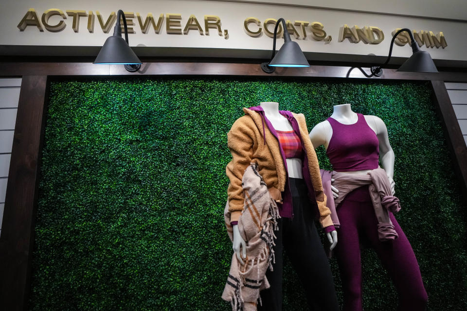 The activewear section at the new Von Maur at Jordan Creek Town Center features at live moss wall.