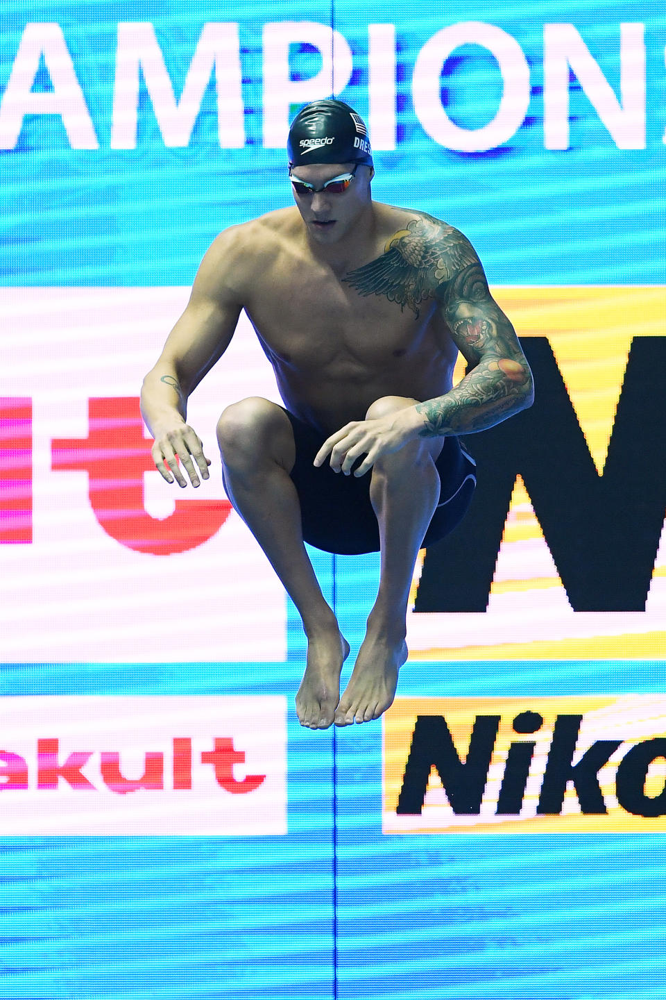 GWANGJU, SOUTH KOREA - JULY 26: Caeleb Dressel of the United States prepares to compete in the Men's 100m Butterfly Semifinal on day six of the Gwangju 2019 FINA World Championships at Nambu International Aquatics Centre on July 26, 2019 in Gwangju, South Korea. (Photo by Quinn Rooney/Getty Images)