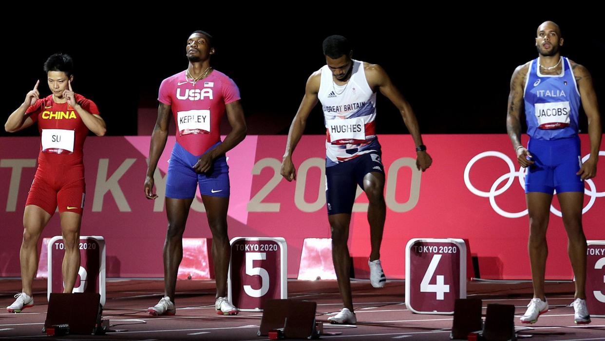 Su Bingtian and Fred Kerley line up for the Tokyo 2020 Olympic final