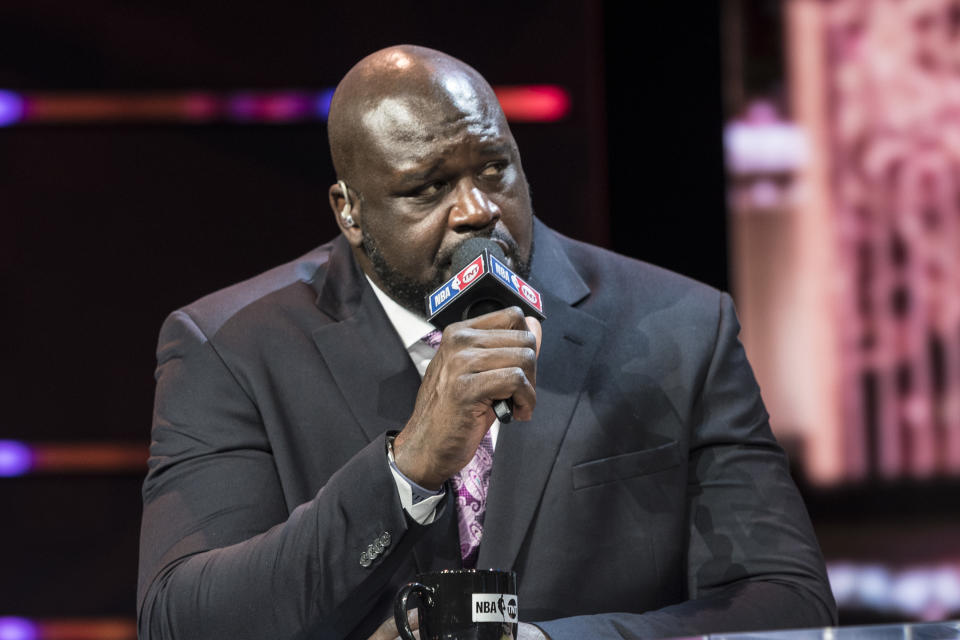 LAS VEGAS, NV - JANUARY 11: Shaquille O'Neal pictured during a special live NBA On TNT Telecast at CES 2018 in Las Vegas, Nevada on January 11, 2018. Credit: Damairs Carter/MediaPunch/IPX