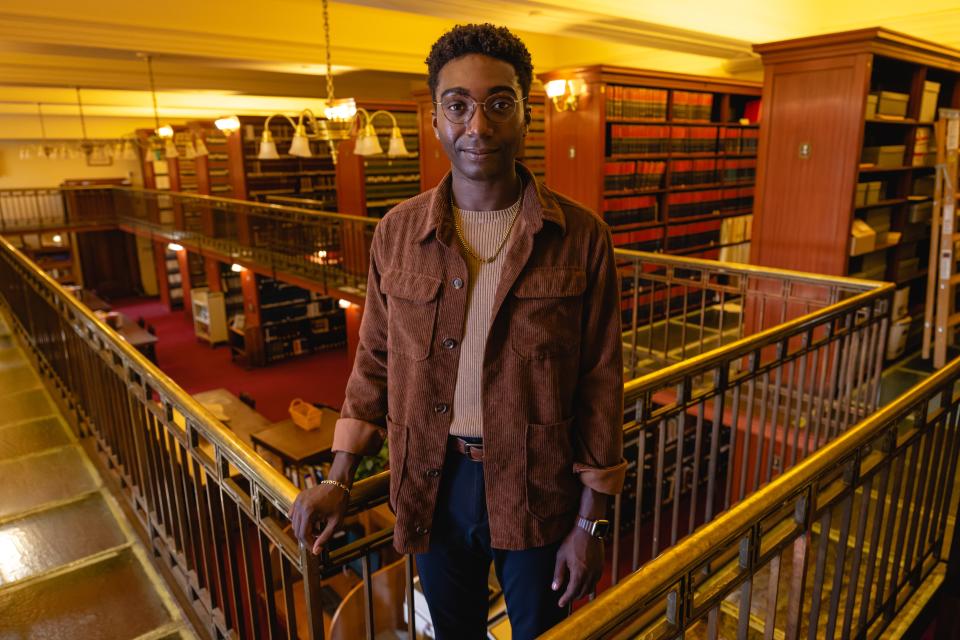 Andrew Brennan stands for a portrait in the State Law Library at the Kentucky State Capitol in Frankfort, Kentucky on June 16, 2023.