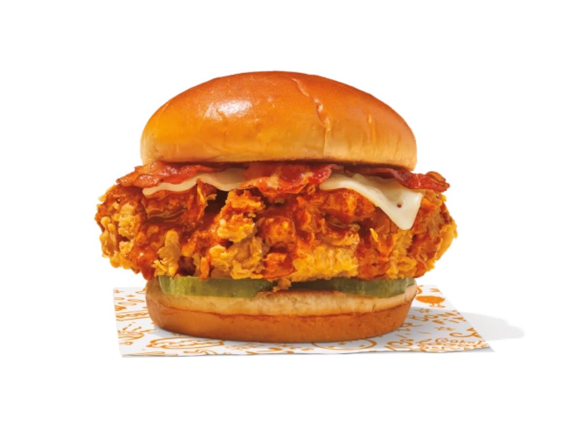 Popeyes Bacon&Cheese Signature Hot Crispy Chicken Sandwich