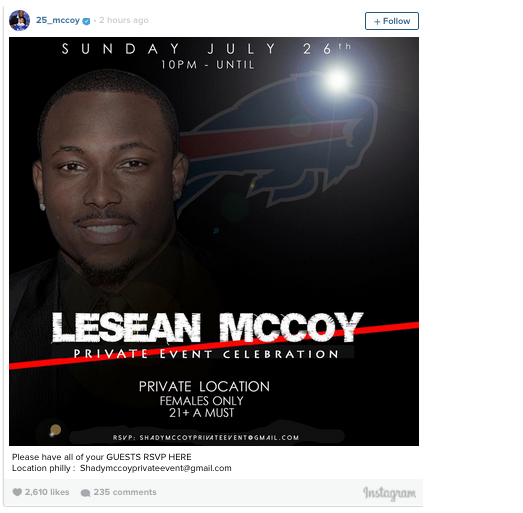 lesean mccoy party