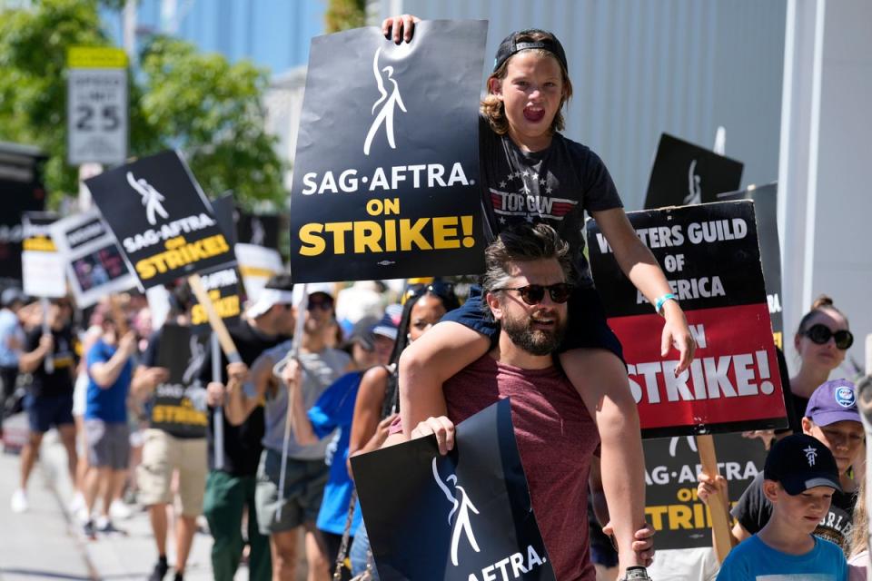 A Sag-Aftra demonstration in the US (Chris Pizzello/AP) (AP)