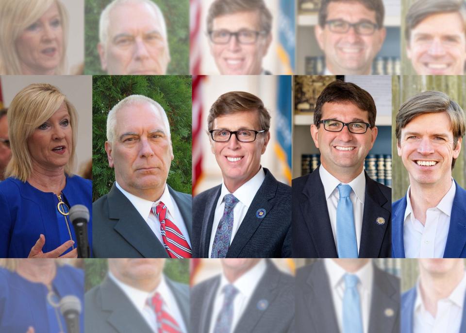 From left, candidates for Delaware governor include Lt. Gov. Bethany Hall-Long, Republican candidate Jerry Price, House Minority Leader Mike Ramone, New Castle County Executive Matt Meyer and former DNREC Secretary Collin O'Mara.