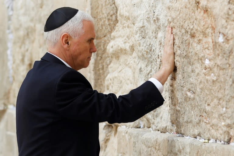 US Vice President Mike Pence touches Jerusalem's Western Wall during his visit to Judaism's holiest prayer site